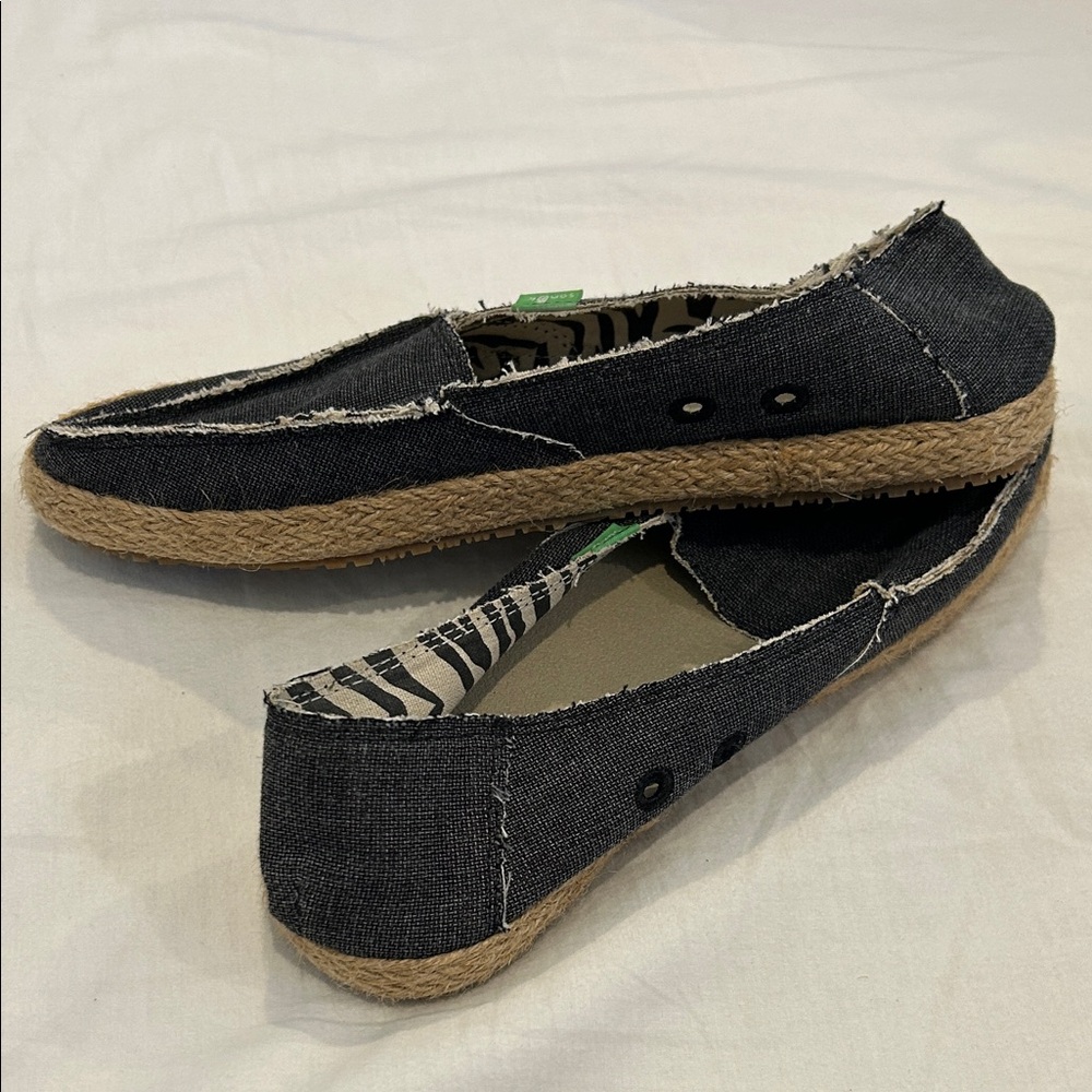 Sanuk Navy and Tan Flats
